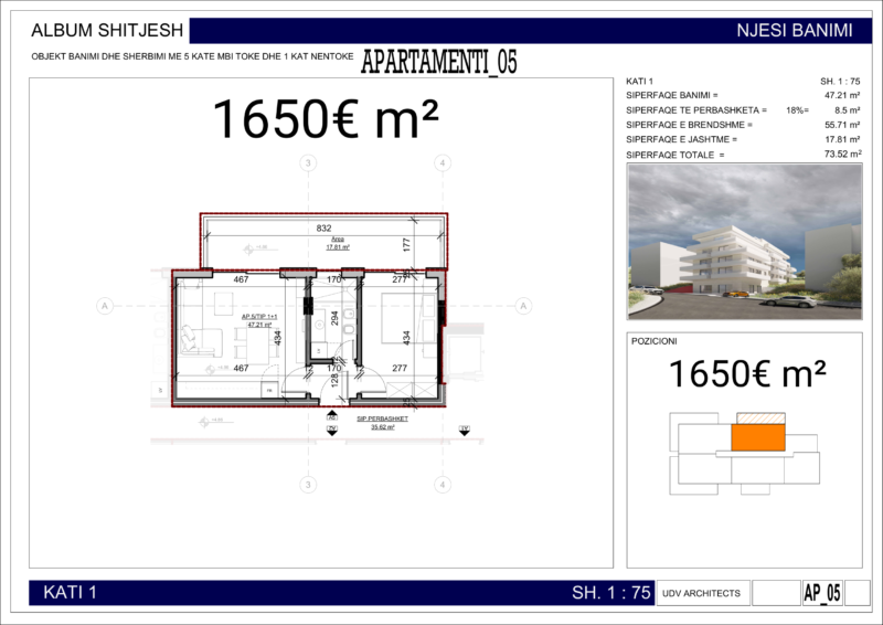 Nowe mieszkanie w Sarandzie AP04P5 74m2 Nr.Ref:RP056